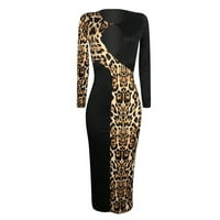 Maxi haljine za žene Casual Moda duga čipkasta vezica o-izrez srednji rukav djeveruša haljina crna XXXXXL
