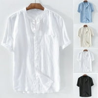 Muške kratke rukave pamučne platnene Yoga Shirts Casual Fit bluza prozračni vrhovi Tee White XL