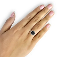 JewelersClub srebra karat crno-bijeli dijamantski klaster prsten za žene