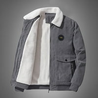 Muška jesenska i zimska Casual Moda jednobojna jakna dugme somotna jakna Tops siva XXXXL
