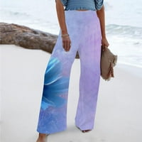 Farstey Beach pantalone za žene cvjetni print elastični visoki struk labavi mocioni pantalone sa dnevnim