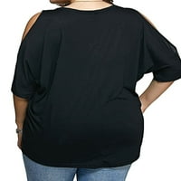 Ženska Plus Veličina hladna ramena tunika vrhovi V vrat Batwing bluza kratki rukav ljetne majice za žene