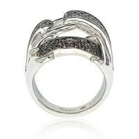 Kolekcija Sterling Silver kubni cirkonij smeđe-bijeli prsten za kopču