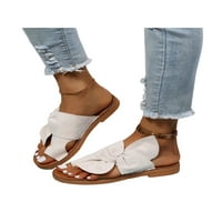 Tenmi Ženske Ravne Sandale Na Plaži Tobogani Sandale Bez Leđa Na Papučama Dame Stilski Anti Skid Bež 4.5