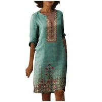 Strungten ženske ljetne Vintage Print V-izrez half Sleeve Dress Dresse haljine za žene
