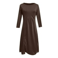Haljina za žene, ženske Casual labave kravate V izrez dugme Print Shirt Dress Long Dress Coffee l