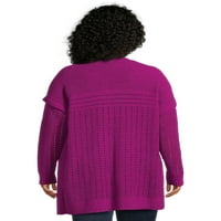 Terra & Sky ženski Plus Size otvoreni prednji Ženil kardigan džemper