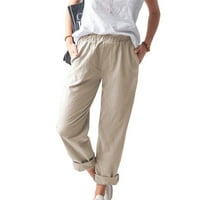 Hesxuno ženske ležerne džepove od čvrstih boja elastični struk udobne ravne hlače