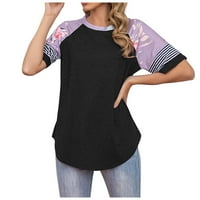 T majice za žene Trendi Dressy Casual Okrugli izrez Kratki rukav tiskani ubodeći majicu s kratkim rukavima