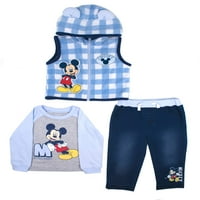 Mickey Mouse Mickey prsluk od Mikroflisa za uši, majica i hlače dugih rukava, komplet odjeće