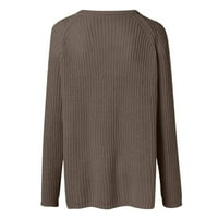 Ženski džemper jesen i zima nova puna boja bez rukava dugih rukava pleteni džemper Europska i američka