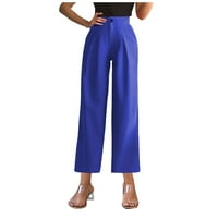 Ženska vintage puna boja casual gumb sa zatvaračem elastične ravne odijele Hlače duge hlače
