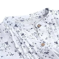 Modni Casual majice za žene Boho cvjetni štampani Oversize tunika bluza gornji stalak ovratnik dugme prednja