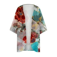 Homenesgenics Plus Veličina Žene Cardigani Ženski cvjetni ispis Puff rukav kimono kardigan labav šifon