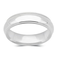 14k običan bijeli zlato Unise Milgrain vjenčani prsten