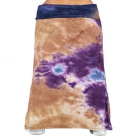 Comfort Odjeća ženska ljubičasta Tie Dye Print Foldover Maxi suknja