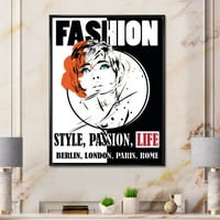 Designart 'Style Passion Life Fashion Woman IV' Vintage Framed Canvas Wall Art Print