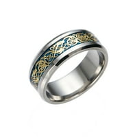 Frehsky prstenovi Zmajev prsten od titanijumskog čelika sa srebrnim zlatnim Zmajevim prstenom od nerđajućeg čelika