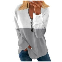Strungtene s dugih rukava za žene za žene šivanje ispisa grafički tees bluze casual vrhovi pulover
