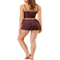 Unique Bargains ženski leopard uzorak čipkasti Camisole Cami Shorts kompleti pidžama