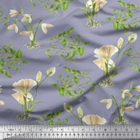 Soimoi Cotton Cambric Fabric Leaves & Flower fabric Prints by Yard Wide