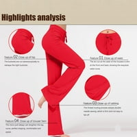 Voncos ljetne pantalone za žene - labave pantalone sa širokim nogama visokog rasta Workout Out helanke Casual pantalone Yoga Gym pantalone Red M