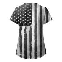 Gyujnb Ženske vrhove Četvrtih srpnja Košulje za žene Američka zastava Vruća s kratkim rukavima Tern za