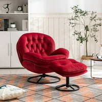 Velvet okretna stolica sa osmanskom setom, moderna dnevna ležaljka sa stopalima, klupskim stolicama za