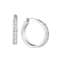 Jewels 14kt bijelog zlata Womens Round Diamond Hoop Snap-down Post naušnice 1. Cttw