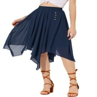 Allegra K ženska elastična struka šifon maramica Hem Flare Midi suknja