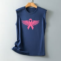 Vrhovi od raka dojke za žene modna casual bez rukava Bluza za bluzu za okrugle vrata Mornarica L