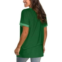 Patlollav Plus size za dame, ljetne ženske kratkih rukava za čišćenje patchwork v vrat casual paketi labava bluza