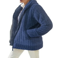 Nokiwiqis ženska zimska jakna, Dugi rukav sa kapuljačom sa zatvaračem čvrsta topla kaputa sa džepovima