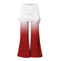 Široke pantalone za noge plus veličine za žene tiskanje elastičnih struka casual pantalona nacrtavanje