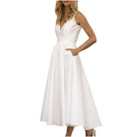 Haljine za žene Svečana haljina Sling bez rukava seksi čvrsta šuplja halter labava haljina bijela s