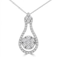 Veličanstvo Diamonds MDR 0. CTW Okrugli dijamantski ogrlica klastera na 14k bijelo zlato sa lancem