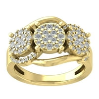 Araiya 14k žuti zlatni dijamantni prsten za klaster, veličina 6.5