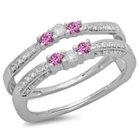 Dazzlingrock kolekcija 14k Round Pink Sapphire & White Diamond dame Wedding Band Enhancer zaštitni prsten,