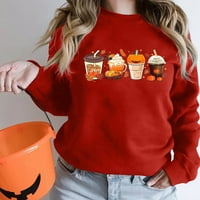symoid ženski duksevi i duksevi-pulover Crew vrat Dugi rukav grafički štampani Halloween Casual Activewear