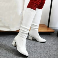 Ženske cipele cipele visoke pete Casual zimska Moda jednobojna šiljasta strana Zip koljena visoke čizme