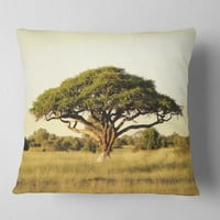 DIZAJNART ACACIA Drvo na afričkoj ravnici - afrički pejzažni jastuk od ispisanog bacanja - 16x16