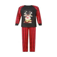 Božićne pidžame za porodičnu podudaranje pidžama set Plaid Elk tiskani PJS Xmas dugih rukava s dugim rukavima