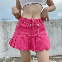 Ženske suknje uske suknje visokog struka plisirane suknje Zipper Mini suknje Streetwear Skir ženske suknje Pink M