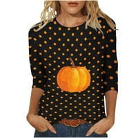 Vrhovi za žene na klirensu Halloween štampani rukav okrugli vrat Top Fall Shirt majice za žene, narandža,
