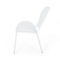 Noble House Kreighton moderna Vanjska željezna klupska stolica, Set od 2, mat bijela