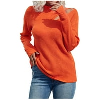 Džemper vrhovi za žene-pulover Slim topli pleteni vrhovi pleteni vrat za posadu redovni dugi rukavi za