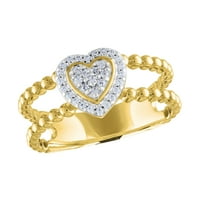 Gemspirations cttw dijamantsko srce modni prsten Sterling srebro 14k žuto zlato