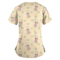 Yubatuo ženski vrhovi ženska modna radna odjeća s kratkim rukavima s V-izrezom s džepovima štampane majice