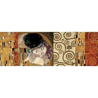 Klimt, Gustav Crni Moderni Uokvireni Muzejski Umjetnički Otisak Pod Nazivom-Klimt Deco-Poljubac