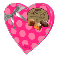 Hershey's, lonac od zlatnog valentinova premium čokoladni asortiman bombon ružičasta polka točka srce,